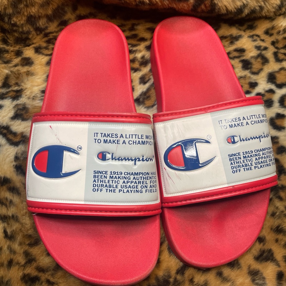 Champion Red Slides Sandals Youth 5 Women’s 6.5